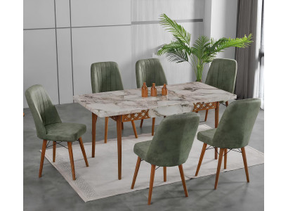 Esszimmer Essgruppen Esstisch Stühle Rechteckig Mramor Weiß Grau