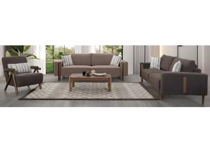 Braune Wohnzimmer Sofagarnitur Textilsofas Polstersessel Edle Möbel