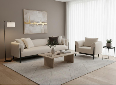 Polstermöbel Sofagarnitur 3+1 Sitzer Wohnzimmer Beige Elegant Set 2tlg