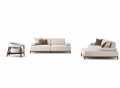 Luxuriöse Wohnzimmer Polstergarnitur Ecksofa 3-Sitzer Sessel 3tlg