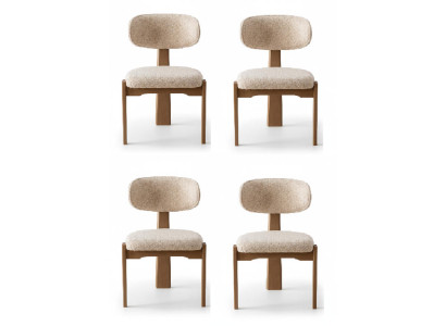 Esstischstühle Set Moderner Stil Beige Holzgestell Elegantes Design