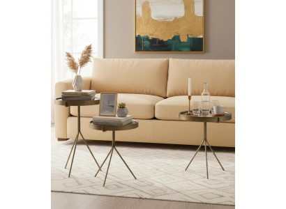 Rund Metall Wohnzimmer Komfort Elegant Beistelltisch Braun Bequem