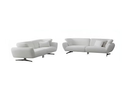 Sofa-Set 3-Sitzer-Sofa Moderner Stil Weiße Farbe Holzrahmen Holzbeine
