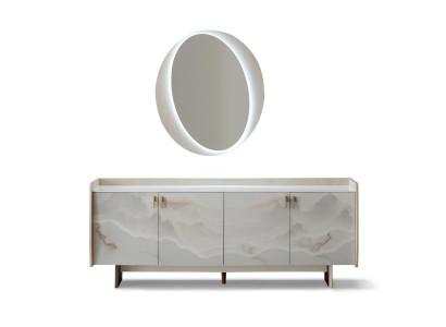 Konsoltisch Beige Farbe Moderne Stil Holzplatte Holzfüße Holzrahmen