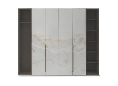 Kleiderschrank Beige Farbe Moderne Stil Holzrahmen Große Regale Neu