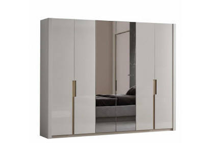 Kleiderschrank Beige Farbe Moderne Stil Holzrahmen Spiegelfassade Neu