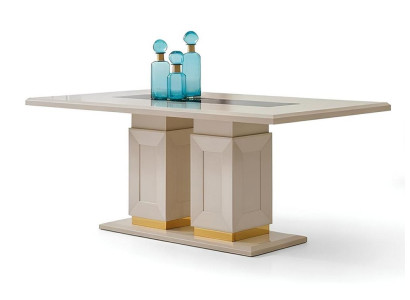 Tisch Beige Farbe Moderner Stil Metallgestell Glasplatte Rechteckig