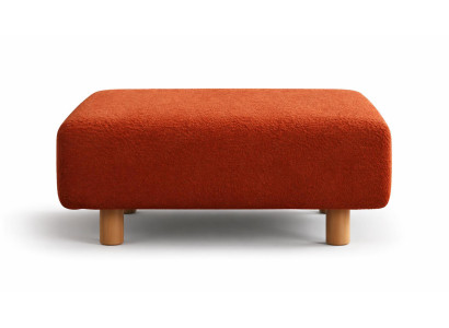 Pouf Modern Orange Weich Bequem Stoff Holzelementen Stilvoll