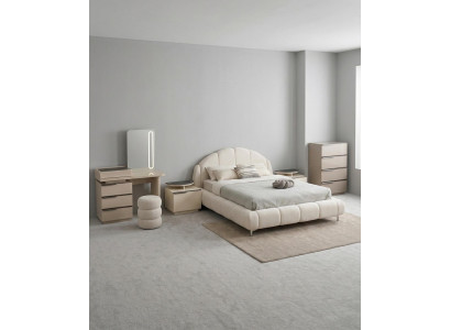 Schlafzimmer Set Bett 2xNachttisch Kommode Schminktisch Spiegel Pouf