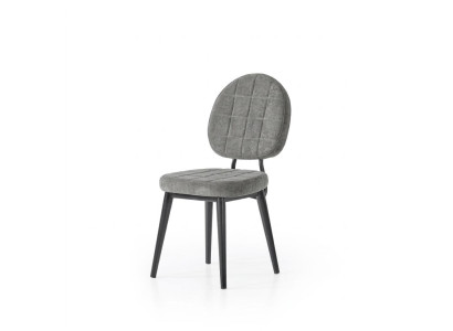 Stuhl Grau Bequem Weich Stoff Metall Schwarze Elemente Modern