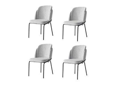 Stuhl-Set 4x Stuhl Grau Bequem Modern Stilvoll Stoff Weich Klassisch