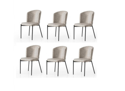Stuhl-Set 6x Stuhl Beige Bequem Modern Stilvoll Stoff Weich Klassisch