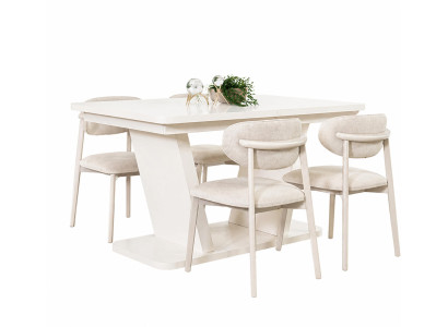 Komplette Esszimmergarnitur Robuster Holztisch Moderne Textilstühle