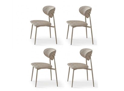 Stuhl-Set 4x Stuhl Beige Bequem Modern Still Stoff Weich Klassisch