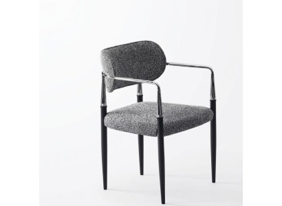 Stuhl Grau Bequem Weich Stoff Metall Schwarze Elemente Modern