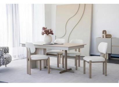 Esszimmer Set Esstisch 4xStühle Moderner Stil Braun Weiß Schlicht