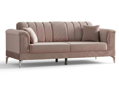 Sofa Modern Rosa Elegant Dreisitzer Polstersofa Couch Design Sofa