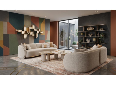Stilvolles Wohnzimmer-Set 3-Sitzer-Sofa Couchtisch beige Wohnzimmermöbel