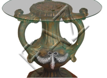 Tisch Krug Glastische Tische Rund Tisch Statue Skulptur Dekoration Statuen Neu