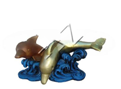 Glastisch Tische Tisch Statue Figur Rund Sofa Wohnzimmer Delfine Beistell Neu