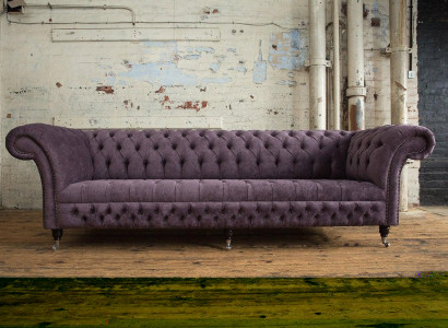 Chesterfield Luxus Textil  Sofa 4 Sitzer Sofa Polster Sofas Design Stoffsofas