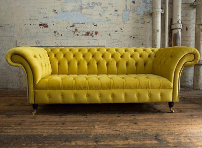 Chesterfield 3 Sitzer Couch Polster Sitz Textil Stoff Leder Couchen Sofas Sofa