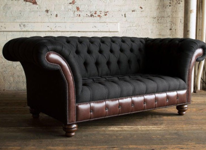 Chesterfield Polster Textil Sofa 2 Sitzer Sofa  Sofas Design Luxus Stoffsofas #1