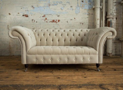 Chesterfield Polster Sofas Design Luxus Stoffsofas Textil Sofa 2 Sitzer Sofa Neu