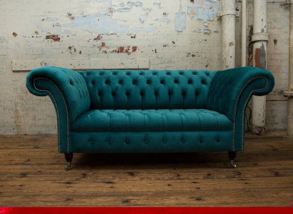 Chesterfield Polster Sofas Design Luxus Stoffsofas Textil Sofa 2 Sitzer Sofa Neu