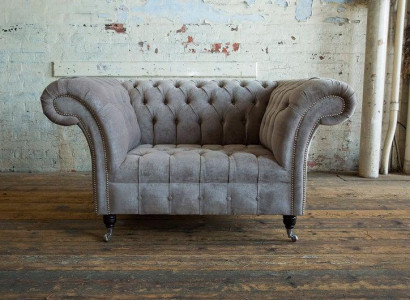Chesterfield Sessel Fernseh Couch 1 Sitzer Sofa Textil Stoff Couchen Ohrensessel