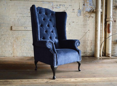 Chesterfield Polstermöbel Designer Ohrensessel 1 Sitzer Luxusstoffe Polster Neu