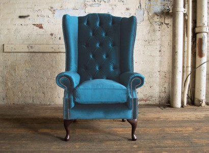 XXL Ohrensessel Sessel Samt Edler Luxus Relax Lounge chesterfield 1 Sitzer club