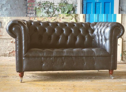 Chesterfield Ledersofa Couch Polster designer 2 Sitzer Textil Sofas Couchen Neu