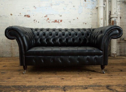 Chesterfield Ledersofa Couch Polster 2 Sitzer designer Textil Sofas Couchen