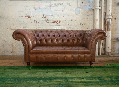 Chesterfield Ledersofa Sofa Couch Polster 2 Sitzer designer Textil Sofas Couchen