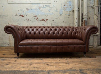 Chesterfield 3 Sitzer Couch Leder Sofa Polster Garnitur Antik Stil Garnitur Neu