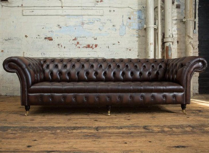 XXL Big Wohnzimmer Couch Chesterfield 4 Sitzer Leder Sofa Couchen Garnitur Neu