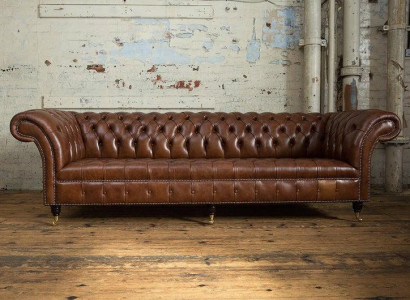 Chesterfield Polster Sofas Design Luxus Couch Sofa 4 Sitzer Leder Couchen Neu