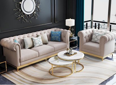 Couch Polster Design Sofa Moderne 3er Sitz Sofas Zimmer Möbel Beige Dreisitzer