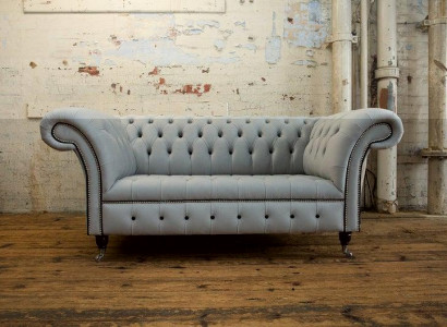 Chesterfield Ledersofa Couch Polster designer 2 Sitzer Sofas Couchen Neu Textil