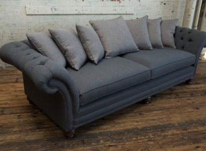 XXL Big Sofa 4 Sitzer Couch Chesterfield Polster Sitz Garnitur Stoff Textil Neu