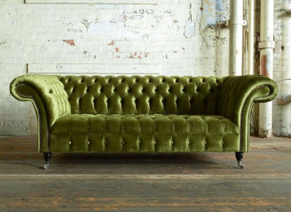 XXL Big Sofa 3 Sitzer Couch Chesterfield Polster Sitz Garnitur Leder Textil Grün