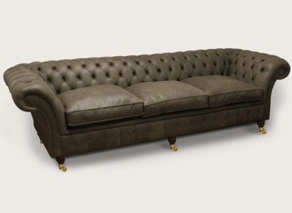 XXL Big Sofa 4 Sitzer Couch Chesterfield Polster Garnitur Leder Textil Braun Neu