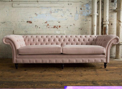 XXL Sofa 4 Sitzer Couch Chesterfield Polster Sitz Garnitur Leder Textil Pinke