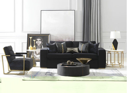 XXL Sofa 3 Sitzer Couch Chesterfield Polster Sitz Garnitur Leder Textil Schwarz