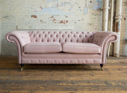 XXL Sofa 3 Sitzer Couch Chesterfield Polster Sitz Garnitur Leder Textil Pink Neu