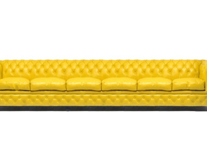 XXL Big Sofa Club Lounge gelbe Möbel 6 Sitzer Gelbe Couchen Chesterfield Sofas