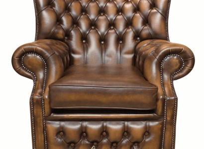 Chesterfield Samt Braun Ohrensessel 1 Sitzer Designer Leder Fernseh Sessel Sofa