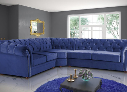 Königliche Chesterfield Couch Ecksofa Polster Sitz Stoff Samt Eck Garnitur Neu