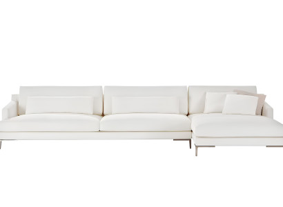 Weiß Couch Wohnlandschaft Stoff Eck Garnitur Design Modern Textil Sofa L-Form